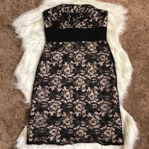 Like new!Black strapless dress with sequins& lace!
